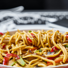 plate of cooked noodles
